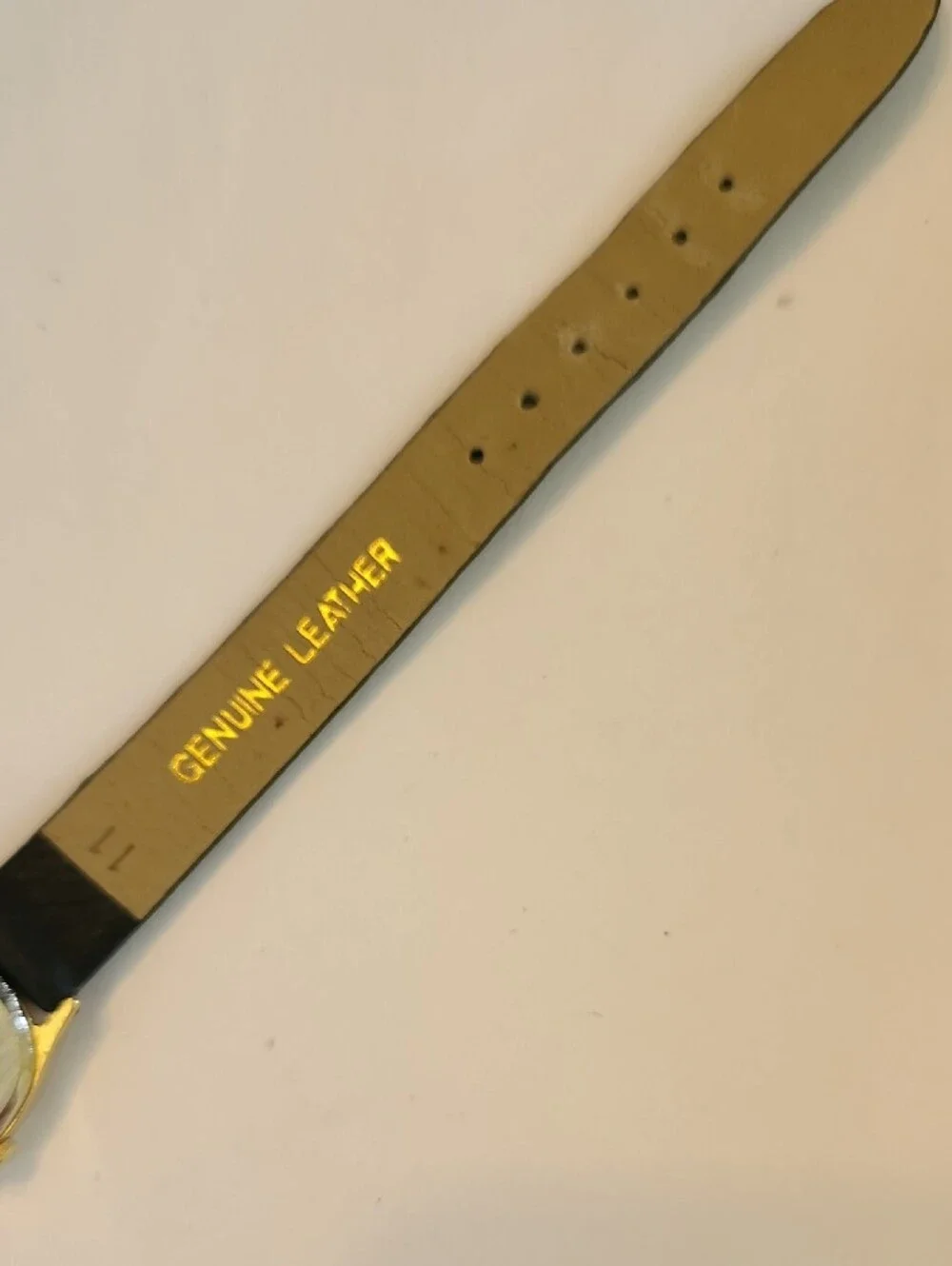 Seiko Gold-Tone Dial Watch with Black Strap